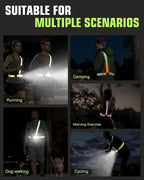 Zacro Reflective Running Vest with 9 RGB Modes, 500LM High Visibility Chest Light for Runners, Rechargeable Light Up Running Gear for Night Safety Cycling Hiking Dog Walking Adjustable for Men Women