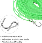 uxcell Portable Clothesline, 9.84ft Nylon Windproof Non-Slip Washing Line Rope for Courtyard Outdoor Travel Camping Laundry Drying, Green