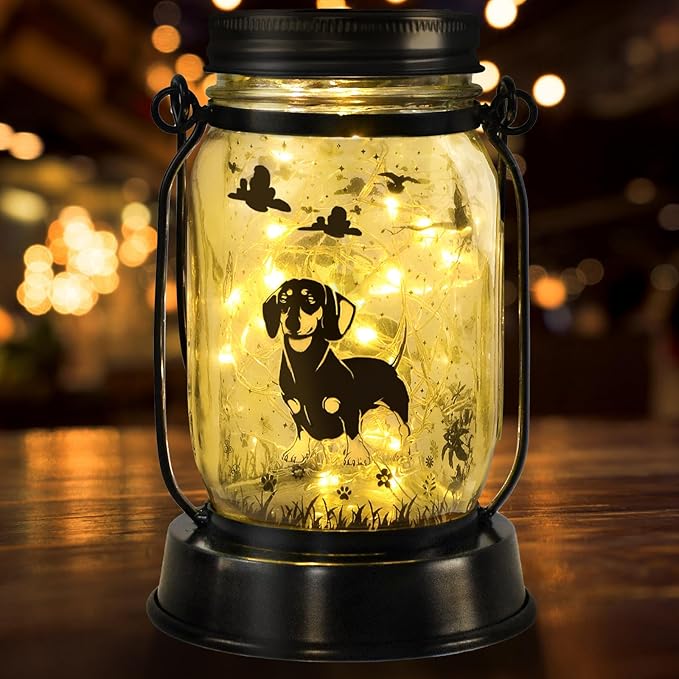 kyoryuger Dachshund Dog Solar Lanterns, Gifts for Women/Men, Weiner Dog Mom Gifts, Unique Birthday Gifts for Dachshund Lover, Garden Decoration Outside for Yard, Patio,Backyard,Porch