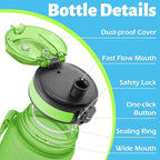 OLDLEY 25 oz Water Bottle, Motivational Water Bottle with Time Marker, Sports Water Bottle With Strap, Leakproof & BPA Free Large Water Bottles for School, Gym, Travel, Outdoor, Tritan,Green&Blue