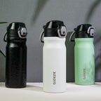 BJPKPK Water Bottle With Straw 18oz Insulated Water Bottles Reusable Stainless Steel Metal Thermo With Leak Proof Lockable Lid And Carry Handle,White