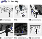 Camping Table Folding Portable Camp Aluminum Fold Up Lightweight Roll Up Table Adjustable Height with Carry Bag Indoor Outdoor for Camping, Picnic, Backyard, BBQ, Patio, Black