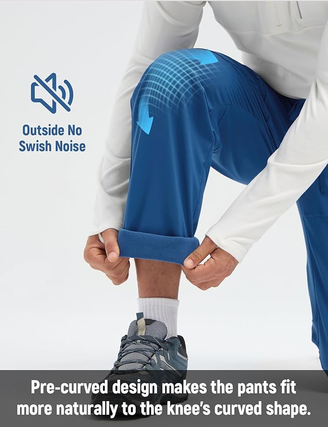 baleaf Men's Fleece Lined Hiking Cargo Pants Softshell Water Resistant Snow Thermal Pants Winter Insulate with Zipper Pocket