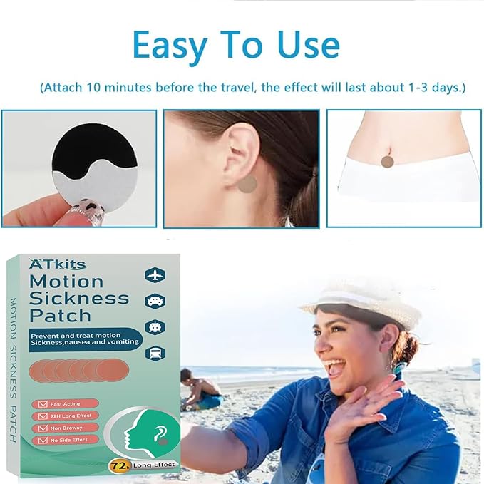40PCS Motion Sickness Patches, Anti Nausea Sea Sickness Patch for Cruise, No Side Effects for Car and Boat Rides, Ships, Cruise and Airplane & Other Forms of Transport - for Adults and Kids (40PCS)