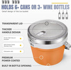 COKTIK 7L Vacuum Insulated Ice Bucket with Lid and Scoop& Tongs，Large capacity Stainless Steel Beverage Bucket for Cocktail, Champagne, Wine, Beer，Large Parties（Orange Suit）