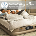 Simpli Comfy 18” Queen Inflatable Air Mattress with Built-in Dual Pump, Adjustable Firmness, Foldable Blow-Up Mattress with Storage Bag, Self-Inflating Air Mattress for Home, Guest, Travel, Camping