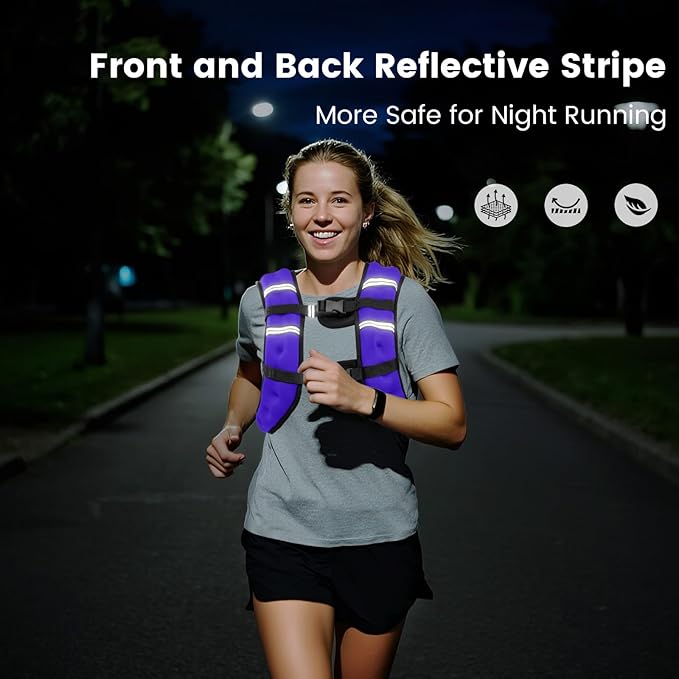 Weighted Vest for Woman Men,6lb/8lb/12lb/16lb/20Lb/25lb Weight Vest with Reflective Stripe Adjustable Buckle Strap Back Pocket Workout Strength Training Walking Jogging Running