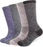 EnerWear 4 Pack Women's Merino Wool Outdoor Hiking Trail Crew Sock