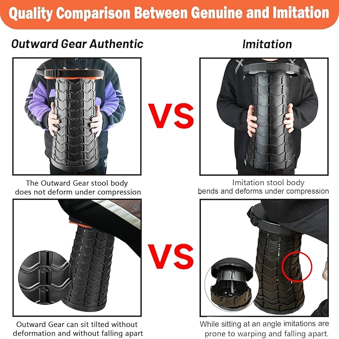 Upgraded Collapsible Stool Heavy Duty 550lbs Load Capacity Portable Folding Chair for Adults Camping Stool Sturdy Foldable Stool (Orange)