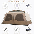 Vidalido Tents，3-4 Person Camping Tent with Extended Vestibule，Weather Resistant Family Tents with Breathable Mesh Windows，Easy Install Waterproof Outdoor Tent for Backpacking and Camping Hiking