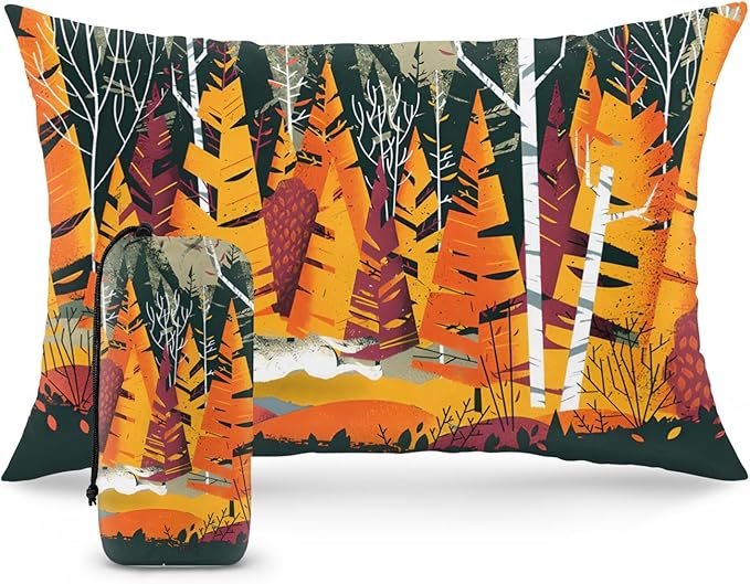 Camping Pillow Shredded Memory Foam Travel Pillows for Sleeping Compressible Lightweight Camp Pillow Washable Backpacking Pillow for Camping & Hiking Firm Supportive Small Pillow for Travel