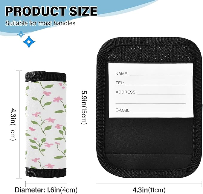 Qilmy Fresh Style Floral Fragments Luggage Handle Wrap 4Pack Luggage Identifiers Tag Comfort Handle Grips Cover for Stroller Suitcase Bag Airplane Travel Accessories1512