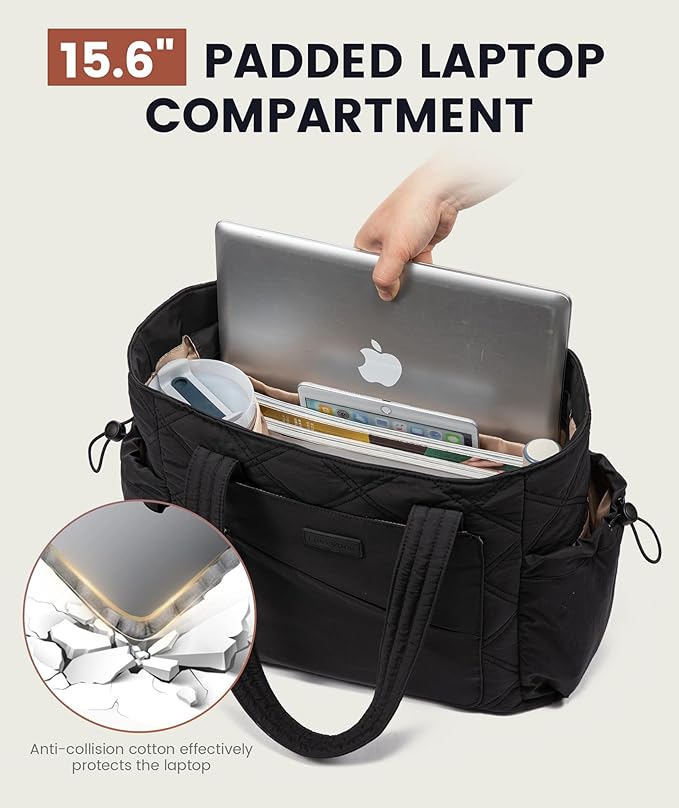 LOVEVOOK Tote Bag for Women, puffer tote bag for Work Travel Nurse, Lightweight quilted Bags with Compartments