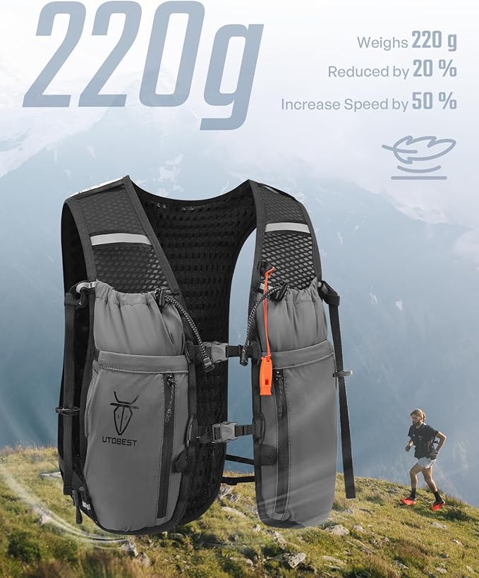 UTOBEST Upgrade Running Hydration Vest 10L, Running Backpack for Women Men Multi-Functional Storage, Adjustable Water Vest for Trail Marathon Race Jogging Cycling