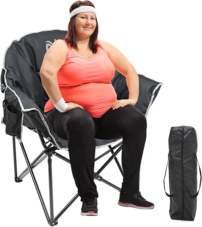 Slsy Heated Camping Chair Oversized, Outdoor Portable Heated Folding Chair, Heavy Duty 500 lbs Support, Padded Seat for Outdoor Sports, Camping, Patio, and Picnics