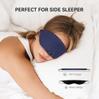 Mavogel Cotton Sleep Mask - 100% Handmade, Light Blocking Sleep Eye Mask with Updated Bending Nose Design, Soft Sleeping Mask for Women Men, for Sleep/Office/Naps, Includes Travel Pouch (Starry Blue)