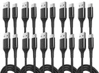 10-Pack USB Type-C Cables [3.3 ft / 1 m | 3A Fast Charge | Braided] – USB-A to USB-C Charger Cords, Compatible with iPhone 17/17 Pro/16e/16/15 Pro Max, Samsung Galaxy S25/S24/S23, Google Pixel 10/9/8