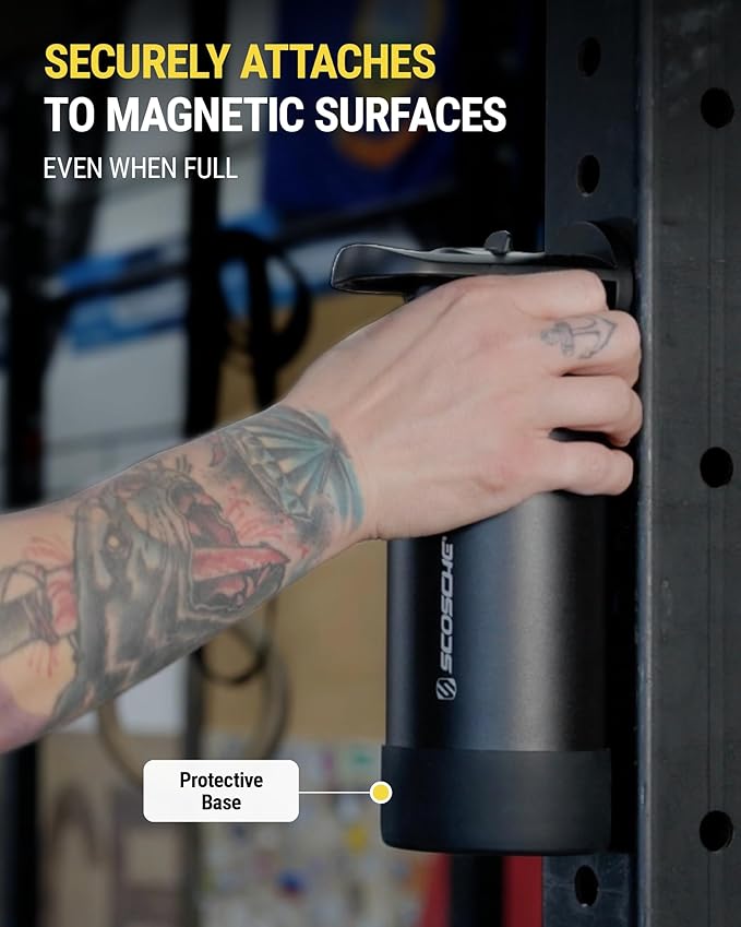 Scosche MFMS32 MagicMount Flask 32 oz Stainless Steel Water Bottle with MagSafe Phone Mount Stand, 12H Hot & 24H Cold, Insulated Flask with Magnetic Phone Holder for Gym, Travel, Sports, 32oz, Pink