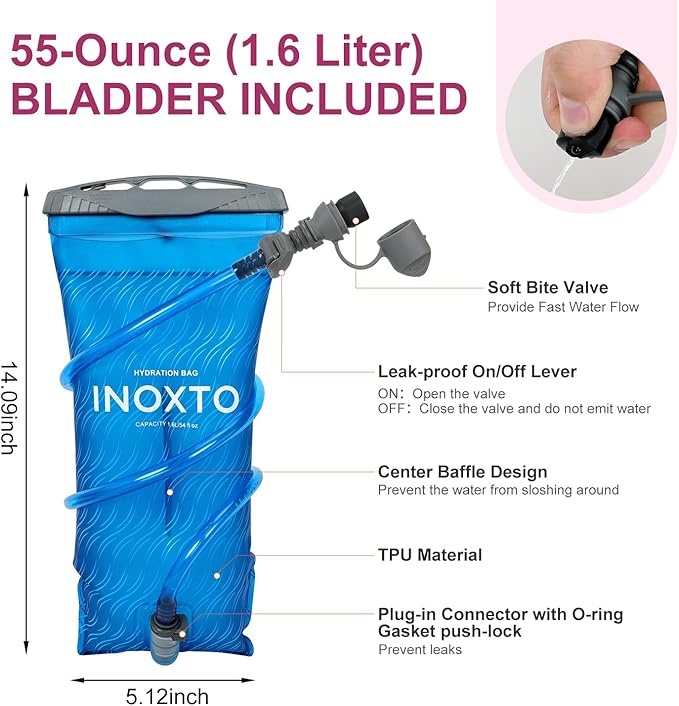 Running Hydration Vest Backpack, Lightweight Water Backpack with 1.6L Water Bladder Daypack for Women Men,Adjustable Running Vest Pack for Trail Running Hiking Cycling Race Marathon