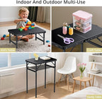 2ft Folding Camping Table with Storage Net, 3 Adjustable Height Max 29.5" Aluminum Small Folding Table, Portable Handle, Lightweight, for Travel Outdoor Beach Picnic Camp, 23.2" x 16", Black