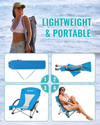 KingCamp Low Beach Chairs, Portable Folding Chair for Adults Extra Wide Ergonomic High Back Seat 300lbs Heavy Duty Lightweight Oversized Gear with Carry Bag for Outdoor Lawn Camping Picnic