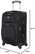 SwissGear Sion Softside Expandable Luggage – Carry-On Suitcase with 360 Degree Wheels & Retractable Handle – 21 Inch, Perfect for 1-3 Night Trips – Black