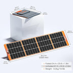 Upgraded 200W Portable Solar Panel for Power Station Generator, 18V Foldable Waterproof IP65 Solar Cell Charger with Adjustable Kickstand and MC-4 Cable for Laptop Outdoor Camping Boat Lawn RV Trip