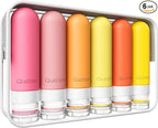 Quatish Travel Bottles for Toiletries 6 Pack, Original Patented Leakproof 3 oz Tsa Approved Travel Size Containers, BPA Free Silicone Shampoo and Conditioner Bottle, Cruise Camping Essentials, Macaron