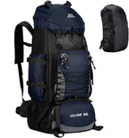 90L Hiking Backpack, Camping Travel Backpack with Rain Cover Lightweight Travel Daypack for Climbing Camping Touring (Blue)