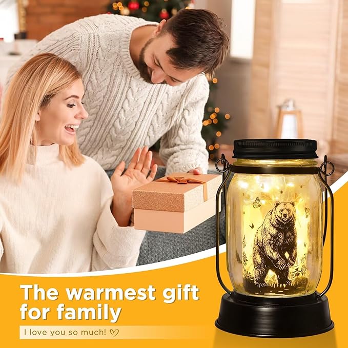 kyoryuger Bear Gifts for Women/Men Bear Lovers Solar Lantern Mom Birthday, Mothers Day, Solar Garden Decoration Outside for Yard, Patio,Backyard,Porch, Torches