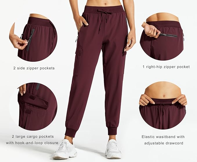Libin Women's Cargo Joggers Lightweight Quick Dry Hiking Pants Athletic Lounge Casual Travel