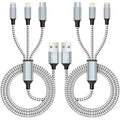 Multi Charging Cable(2Pack 4FT), Multiple Charger Cord Nylon Braided Charger Cord for Multiple Devices, 3 in 1 Charging Cable with Type-C/Micro USB and IP Port, Compatible with Most Phones and More
