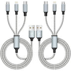 Multi Charging Cable(2Pack 4FT), Multiple Charger Cord Nylon Braided Charger Cord for Multiple Devices, 3 in 1 Charging Cable with Type-C/Micro USB and IP Port, Compatible with Most Phones and More