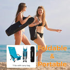 KingCamp Low Beach Chairs, Portable Folding Chair for Adults Extra Wide Ergonomic High Back Seat 300lbs Heavy Duty Lightweight Oversized Gear with Carry Bag for Outdoor Lawn Camping Picnic