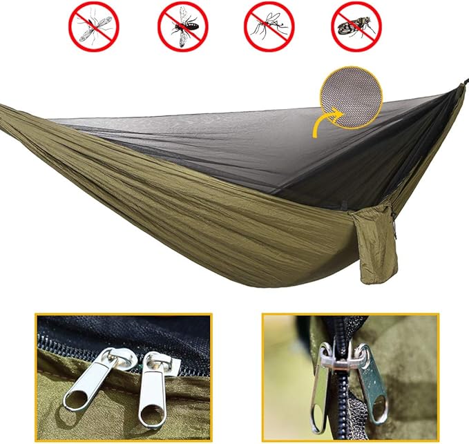 YCD Portable Camping Hammock Set,Single Double Hammock,Insect-Proof net,Rain Fly Tarp,high-Strength Parachute Cloth Hammock,Backpack Hiking Courtyard Outdoor Activities.