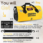 Waterproof Duffel Bag - Motorcycle Dry Bag Tail Bag with Large Storage Space, Waterproof Luggage Duffle Bags with Outer Mesh Zipper Pocket for Camping, Kayaking, Fishing & Traveling