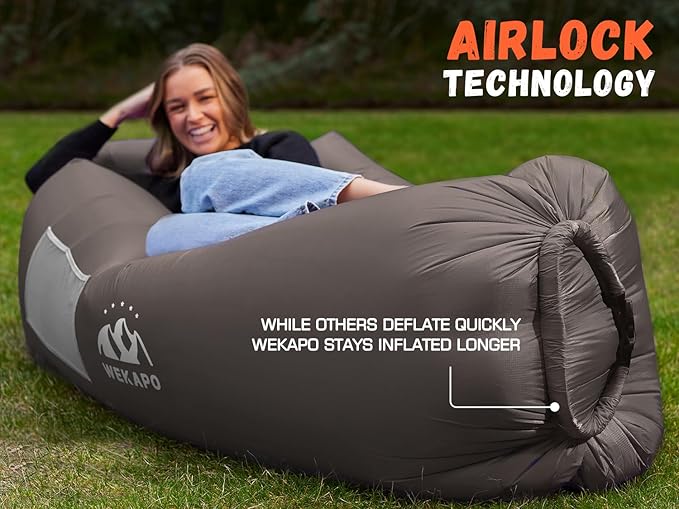 WEKAPO Inflatable Sun Lounger, Air Sofa, Hammock, Portable, Waterproof and Leak-Proof, Ideal for Backyard, Beach, Travel, Camping, Picnics and Music Festivals