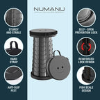 Collapsible Stool 2-Pack - Portable Folding Stool, Height Adjustable, Lightweight & Sturdy, Retractable Telescoping Camping Pop Up Seat Chair or Foldable Travel Footrest - Max 400lbs