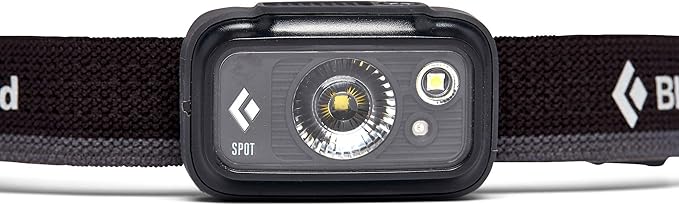 Black Diamond Spot 350 LED Headlamp, Waterproof and Dimmable Battery Powered Headlamp for Camping, Hiking, Running, Work with Red Light Headlamp Mode, Graphite