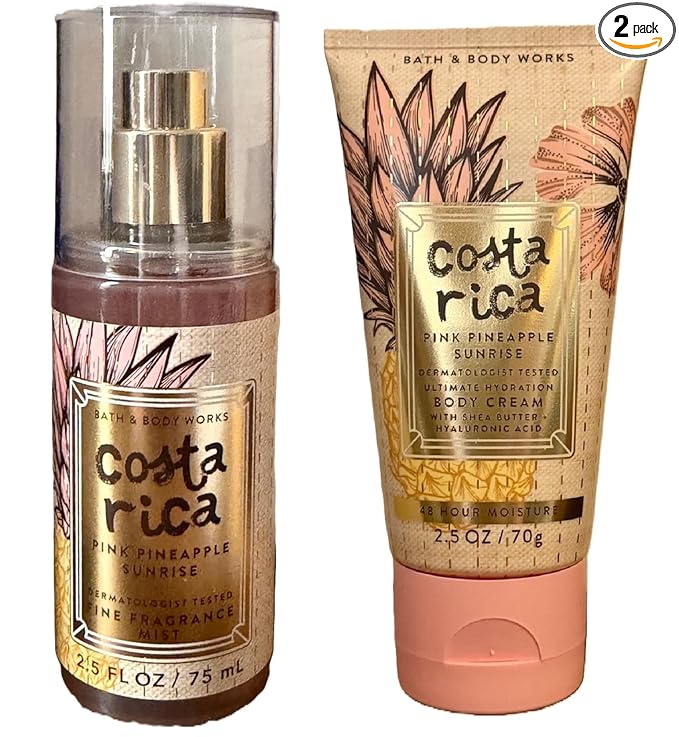 Bath & Body Works TRAVEL SIZE Mist and Cream Set - 5 oz each set (Pink Pineapple Sunrise)