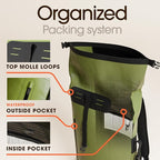 Earth Pak Waterproof Backpack - Heavy Duty Hiking Backpack - Roll-Top Closure Bag - Cushioned Dry Bag Waterproof Phone Case