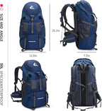 Bseash 50L Hiking Backpack, Water Resistant Lightweight Outdoor Sport Daypack Travel Bag for Camping Climbing Skiing Cycling (Navy Blue - With Shoe Compartment)