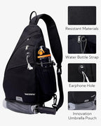 WATERFLY Sling Bag Crossbody Backpack: Over Shoulder Daypack Casual Cross Chest Side Pack