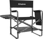 KingCamp XXL Oversized Directors Chair with Side Table, Heavy Duty Camping Chairs 600lbs with Cooler Bag, Portable Folding Camp Chair with Wide Seat for Camping Hiking Fishing Lawn Outdoor and Sports