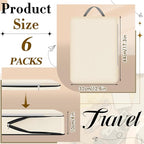 Hosuly 6 Pcs 17.3 x 12.6'' Compression Packing Cube Bag Extra Large Travel Expandable Space Saving Organizers XL for Luggage Storage(Beige)