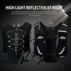 Running Vest for Women Men, Adjustable Chest Straps Running Hydration Vest with 500ml Soft Flask, Lightweight Breathable Reflective Hydration Backpack for Hiking