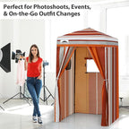 EAGLE PEAK Flex Ultra Compact 4x4 Pop-up Canopy, Sun Shelter, Changing Room, Portable Privacy Canopy Cabana for Pool, Fashion Photoshoots, or Camping, Red Stripe