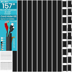 Black Cord Cover Wire Hider - 157in Large Cable Concealer, Cord Hider for Wall Mount TV, Cable Raceway Kit, Extension Cord Cover Indoor, Electrical Wire Cover, Cable Management Wall, Wire Molding