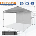 EAGLE PEAK Pop Up Canopy Tent with 1 Sidewall, Easy Setup Event Tent, Outdoor Sun Shade, Wheeled Carry Bag, Stakes and Guy Ropes, Instant Canopy 10x10, Light Gray
