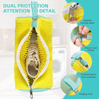 Shoe Washing Machine Bag 4pcs Reusable Sneaker Washing Bag with Built-in Fluffy Brushes for 360° All-Around Cleaning. Laundry Shoe Bag is Designed for Washer and Dryer （Yellow 4pcs）